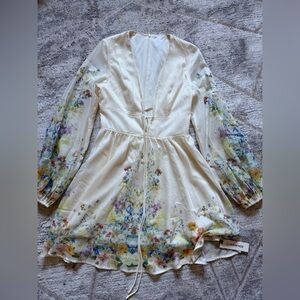 Commense Floral Print Blouse with Balloon Sleeves